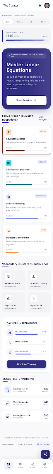 Интерфейс кабинета SETID Prep